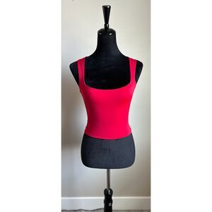 Princess Polly Women's Back in Time Square Neck Red Cropped Jersey Tank Size 2